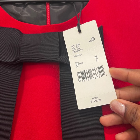 A LOVES A Red Mini Dress with Black Bow - Picture 2 of 3